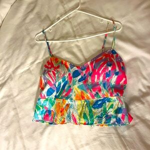 Lilly Pulitzer multi colored spaghetti strapped crop top. SIZE 10
